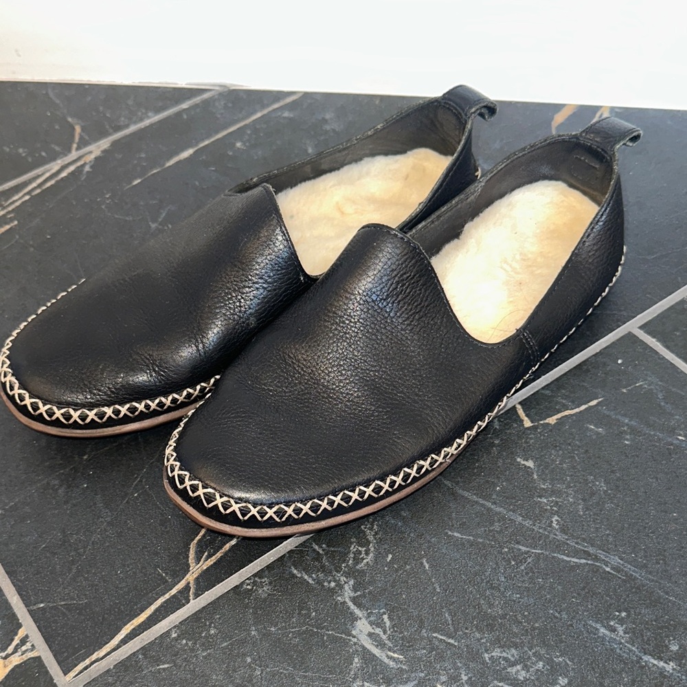 UGG Black Leather Women's Moccasins